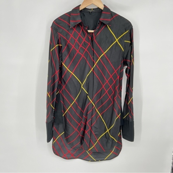 Rag and Bone Silk windowpane Edith Plaid blouse Size medium Tunic - Picture 4 of 16